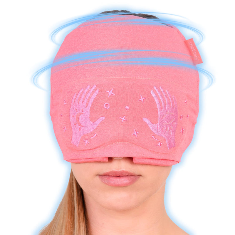Soothefy Migraine Relief Cap - Built-in Slide-Up Eye Mask - Natural Headache Relief - 360° Compression Hangover Hat with Cooling Gel for Tension and Stress