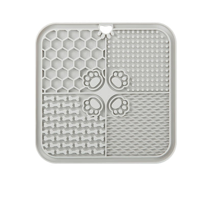Dog Lick Mat Dog Slow Feeder Non-Slip Design Lick Mat for Dogs and Cats Boredom and Anxiety ReducerSuitable for Treats Yogurt Peanut Butter (1Pack Grey)