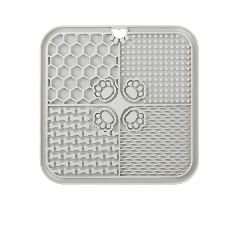 Dog Lick Mat Dog Slow Feeder Non-Slip Design Lick Mat for Dogs and Cats Boredom and Anxiety ReducerSuitable for Treats Yogurt Peanut Butter (1Pack Grey)