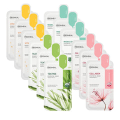 Mediheal Sheet Mask New Essential HERO 12 pack (Collagen Tea Tree Madecassoside Vita) | Korean Skincare Facial Sheet Mask Combo gift set