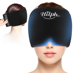 Hilph Adjustable Migraine Gel Ice Pack Head Wrap for Headache Relief Migraine Headache Relief Ice Cap Migraine Ice Mask with Hot Cold Compress for Headache Tension Stress & Sinus Hangover (Black)